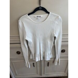 Diane Von Fursetenberg Beige Knit Peplum Sweater Peplum Sleeve Medium Stretch